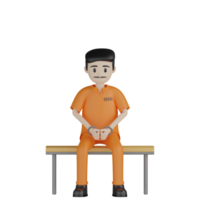 3d Isolated Prisoners in prison uniforms png