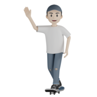 3D isolierter Skater in Aktion png