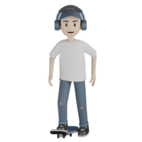 3D isolierter Skater in Aktion png