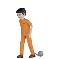 3d Isolated Prisoners in prison uniforms png