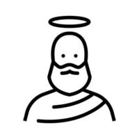 holy with halo among saints icon vector outline illustration