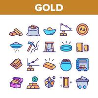 Gold Jewelry Metal Collection Icons Set Vector