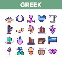 conjunto de iconos culturales de la nación del país griego vector