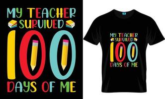 diseño de camiseta de 100 días de escuela vector