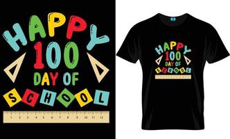 diseño de camiseta de 100 días de escuela vector