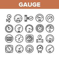 Gauge Meter Equipment Collection Icons Set Vector