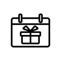 vector de icono de calendario y regalo. ilustración de símbolo de contorno aislado
