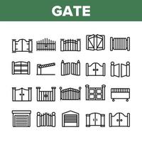 Gate Entrance Tool Collection Icons Set Vector