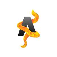 A letter logo abstract fire ribbon. A initial logo vector