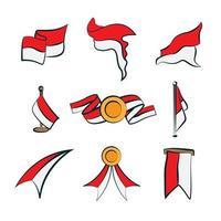 Indonesia flag in various creative design. Vector illustration on a white background