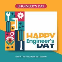 Geometric simple engineer's day with engineer tool set. Vector illustration