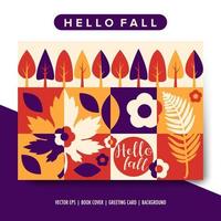 Geometric fall season invitation card, greeting card, poster, background isolated vector