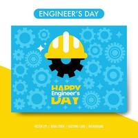 día del ingeniero simple con máquina de engranajes y casco. cartel, tarjeta de felicitación, ilustración vectorial de fondo vector