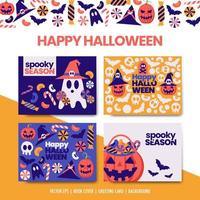 Halloween geometric invitation card collection set isolated vector