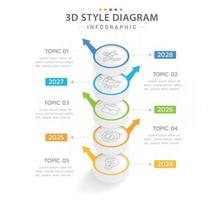 plantilla infográfica para negocios. Calendario de diagrama de línea de tiempo 3d moderno de 5 pasos con flechas, infografía vectorial de presentación. vector