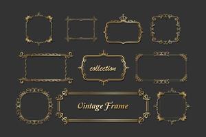 Collection of various elegant and luxurious golden frame shapes, border corner ornaments, Vintage Calligraphy, vector illustration