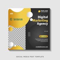 Editable square banner template with photo collage. Suitable for Social Media Post and Online Advertising, Event, and etc. Vector Illustration.