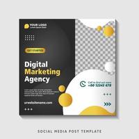 Editable square banner template with photo collage. Suitable for Social Media Post and Online Advertising, Event, and etc. Vector Illustration.