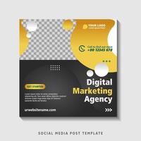 Editable square banner template with photo collage. Suitable for Social Media Post and Online Advertising, Event, and etc. Vector Illustration.