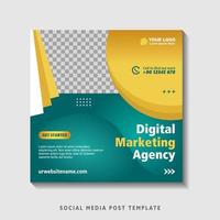 Editable square banner template with photo collage. Suitable for Social Media Post and Online Advertising, Event, and etc. Vector Illustration.