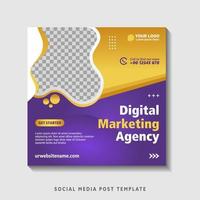 Editable square banner template with photo collage. Suitable for Social Media Post and Online Advertising, Event, and etc. Vector Illustration.