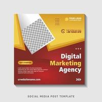 Editable square banner template with photo collage. Suitable for Social Media Post and Online Advertising, Event, and etc. Vector Illustration.