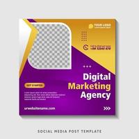 Editable square banner template with photo collage. Suitable for Social Media Post and Online Advertising, Event, and etc. Vector Illustration.