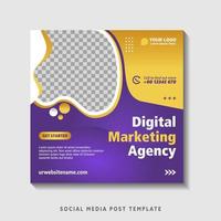 Editable square banner template with photo collage. Suitable for Social Media Post and Online Advertising, Event, and etc. Vector Illustration.