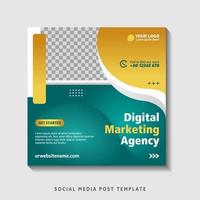 Editable square banner template with photo collage. Suitable for Social Media Post and Online Advertising, Event, and etc. Vector Illustration.