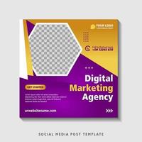 Editable square banner template with photo collage. Suitable for Social Media Post and Online Advertising, Event, and etc. Vector Illustration.