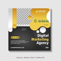 Editable square banner template with photo collage. Suitable for Social Media Post and Online Advertising, Event, and etc. Vector Illustration.