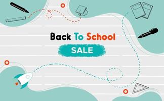 Back to school sales horizontal banner. First day of school, vector illustration.