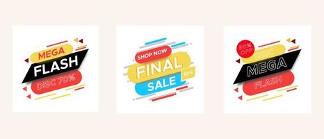 Set Flash sale banner template design for web or social media vector