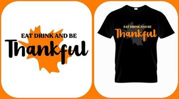 Eat drink and be thankful. Autumn season hand  written phrase. Colorful fall season hand drawn slogan. Autumn theme lettering vector phrases. Scrapbooking elements for harvest party.