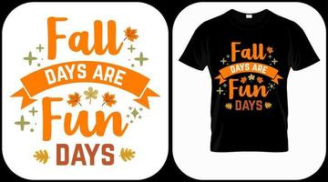 Fall days are fun days. Autumn season hand  written phrase. Colorful fall season hand drawn slogan. Autumn theme lettering vector phrases. Scrapbooking elements for harvest party.