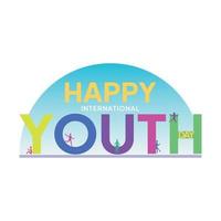 Happy international youth day celebration banner, background, card, vector illustration