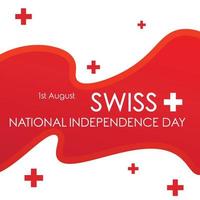 Happy Swiss national day greeting card, banner with template text vector illustration. Switzerland memorial holiday 1st of August design element with flag, cross, flat illustration.