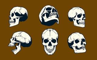 skull set hand drawn vector