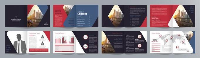 Corporate business presentation guide brochure template, Annual report, 16 page minimalist flat geometric business brochure design template, square size. vector