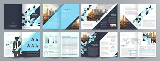 Corporate business presentation guide brochure template, Annual report, 16 page minimalist flat geometric business brochure design template, A4 size. vector