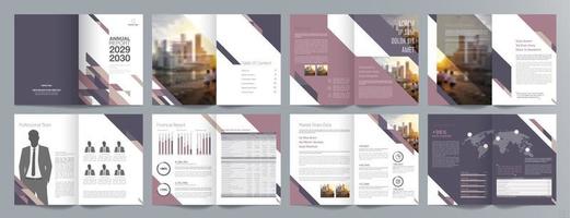 Corporate business presentation guide brochure template, Annual report, 16 page minimalist flat geometric business brochure design template, A4 size. vector