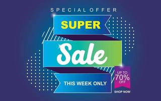 Sale banner template design  Super Sale end of season special offer banner. vector