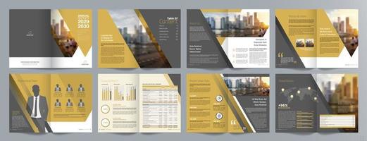 plantilla de folleto de guía de presentación de negocios corporativos, informe anual, plantilla de diseño de folleto de negocios geométrico plano minimalista de 16 páginas, tamaño a4. vector