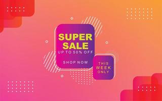 Sale banner template design, Super Sale end of season special offer banner. vector