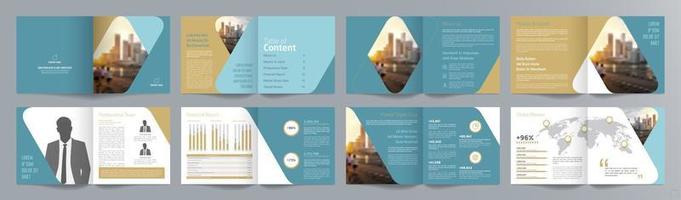 Corporate business presentation guide brochure template, Annual report, 16 page minimalist flat geometric business brochure design template, square size. vector