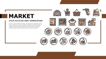 Supermarket Store Landing Header Vector