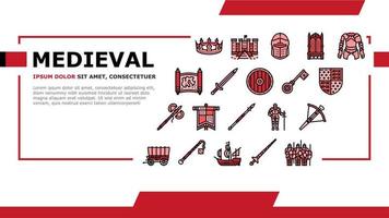 Medieval Warrior Weapon And Armor Landing Header Vector