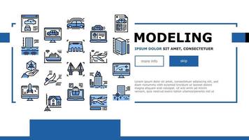 vector de encabezado de aterrizaje de ingeniería de modelado