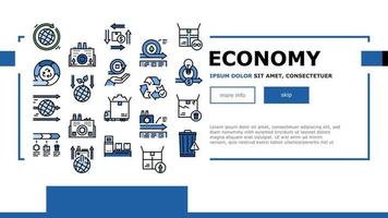 vector de encabezado de aterrizaje de modelo de economía circular y lineal