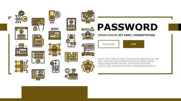 Password Protection Landing Web Page Header Banner Template Vector Illustration